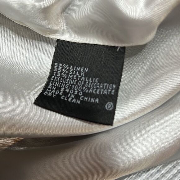 Ann klein Silk Blend Metallic Jacquard Empire Waist Balloon Sleeve Jacket - Picture 10 of 10